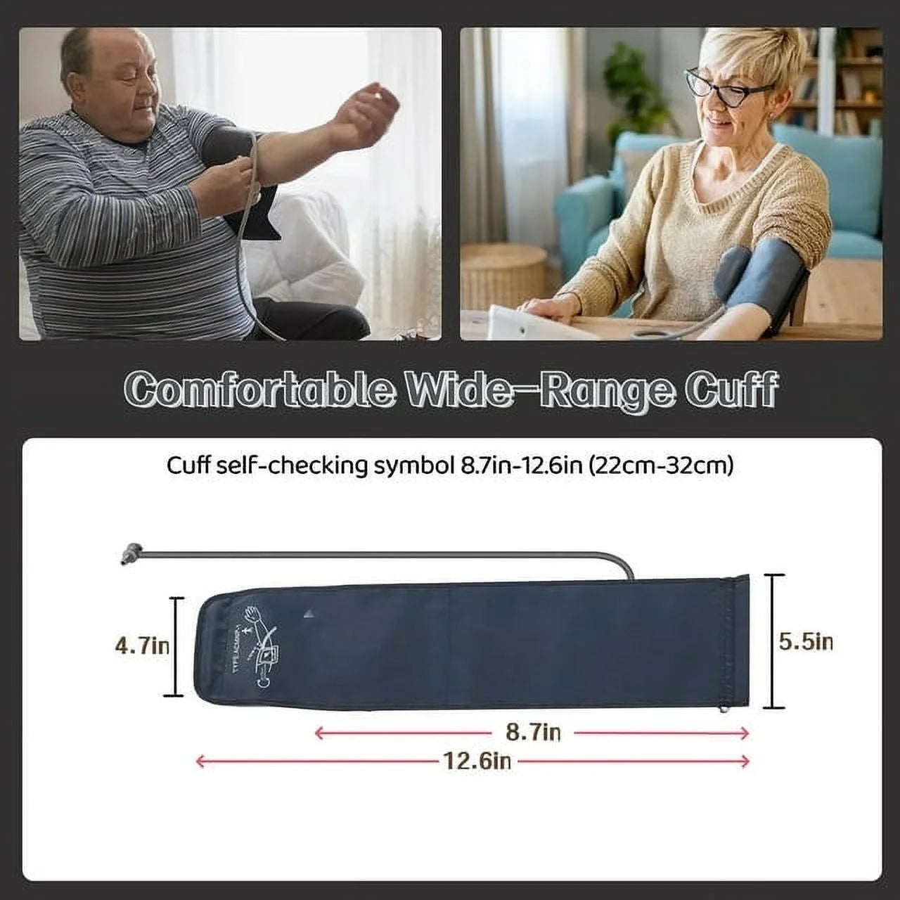 Blood Pressure Monitor Upper Arm Blood Pressure Monitors for Home Use BP Machine with 2X120 Reading Memory Adjustable Arm Cuff 8.7"-15.7" Large Display with LED Background Light Storage Bag