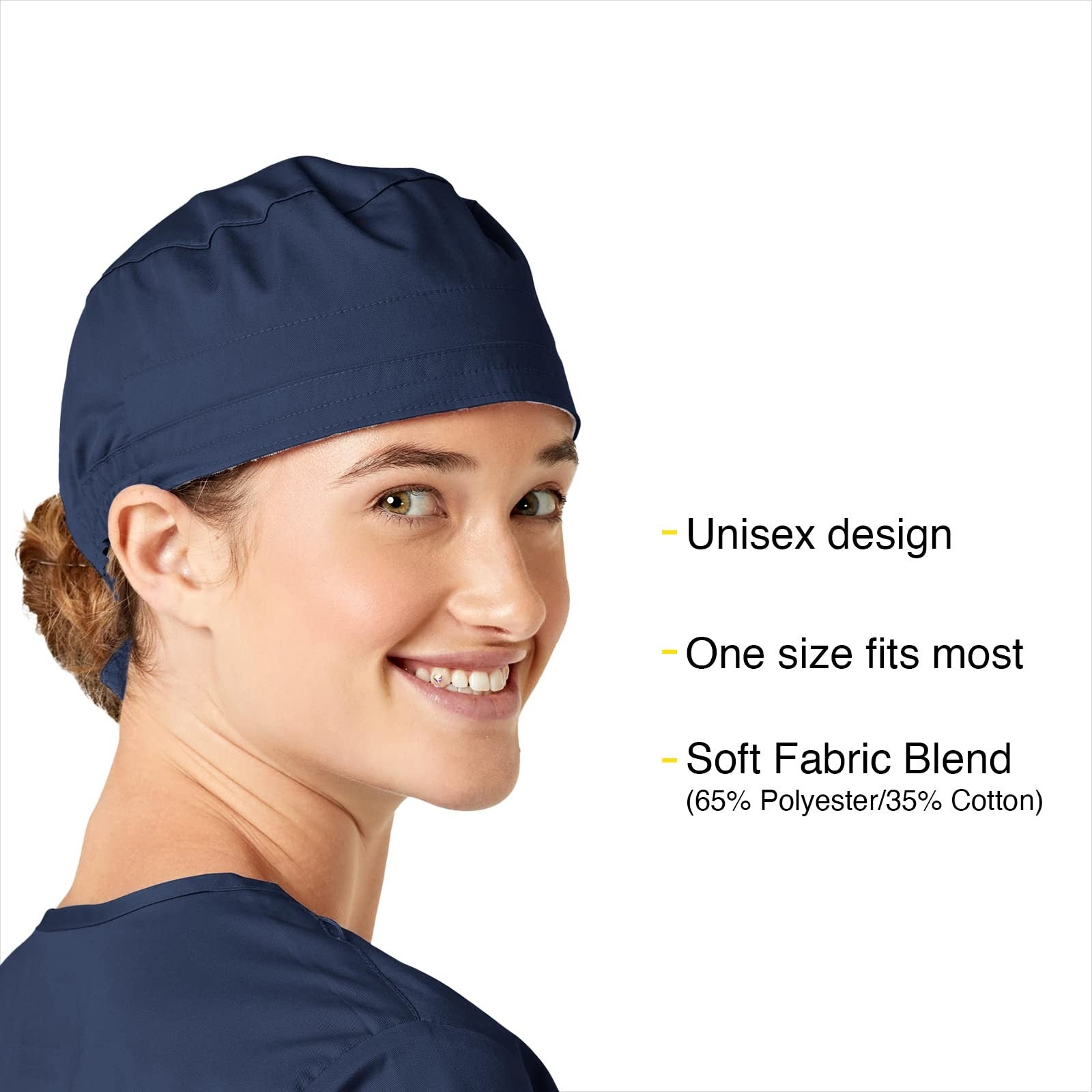 Wonderwink Men'S Wonderwork Unisex Scrub Cap, Navy, One Size