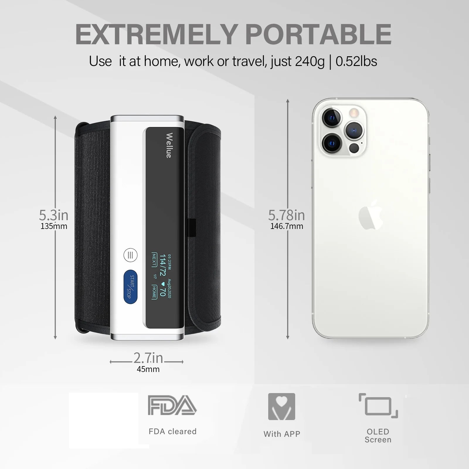 Blood Pressure Monitors,Automatic Upper Arm BP Machine with One Piece Cuff Design,Bluetooth Connection and Free App,Fda Cleared,Bp2A