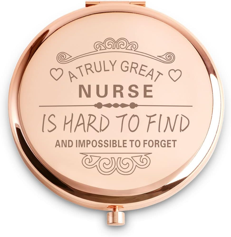 Nurse Gifts for Women, Nurse Appreciation Gifts for Nursing Week, Personalized Compact Mirrors, Unique Gift for Retirement Leaving Going Away Farewell Goodbye