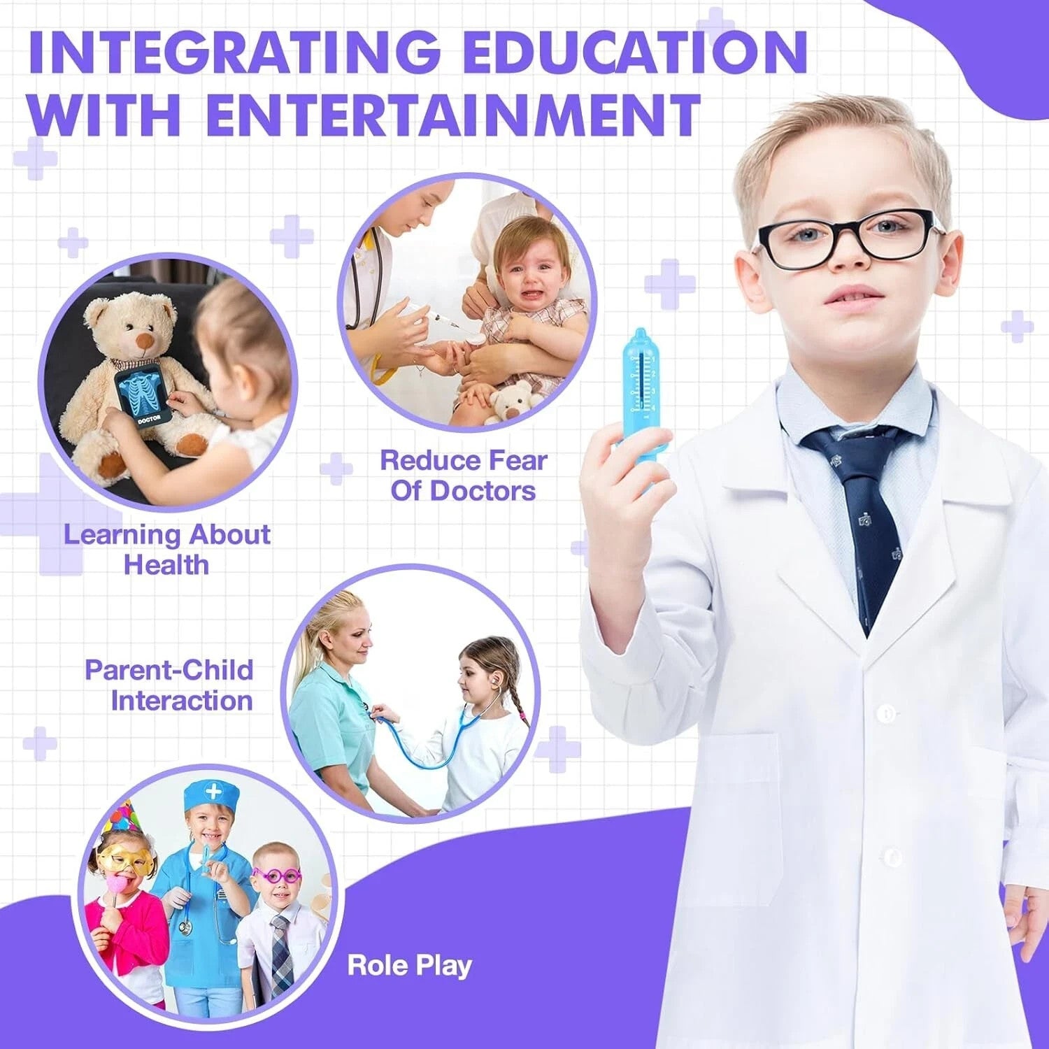 15Pcs Kids Doctor Kit for Kids,Kids Doctors Play Set with Real Stethoscope,Me