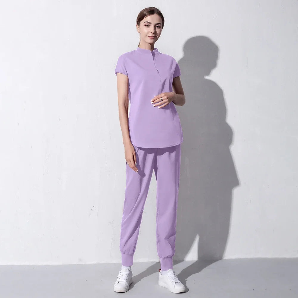 Fashion Women Workwear Scrub Tops+Pant Medical Uniform Surgery Scrubs Shirt Short Sleeve Pet Shop Doctor Nurse Nursing Uniform