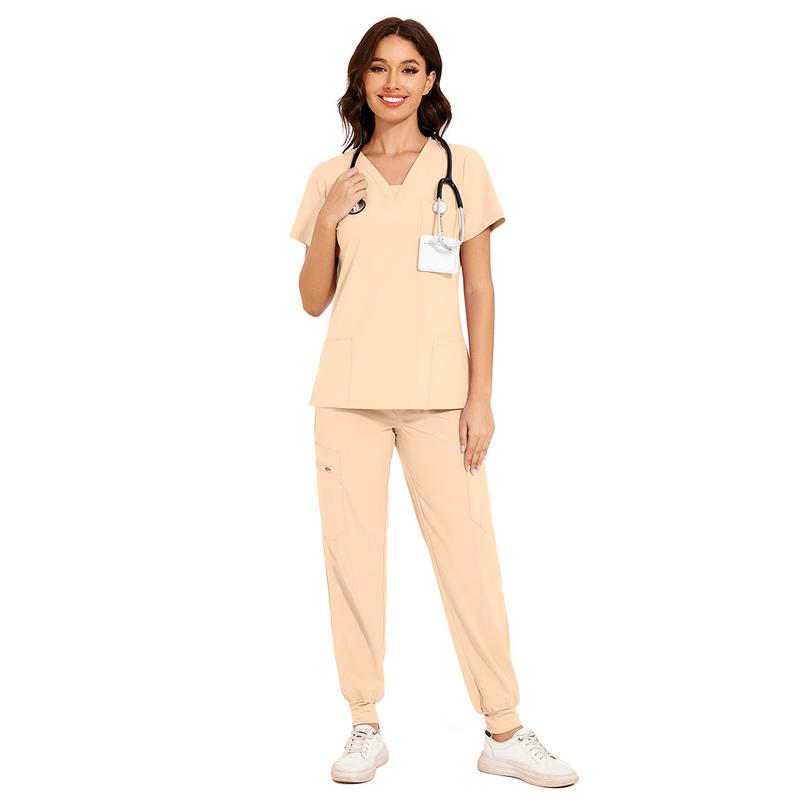 COZYFIT Scrubs for Women Nova Vital Set - V-Neck Top & Cargo Pants with 10 Pockets