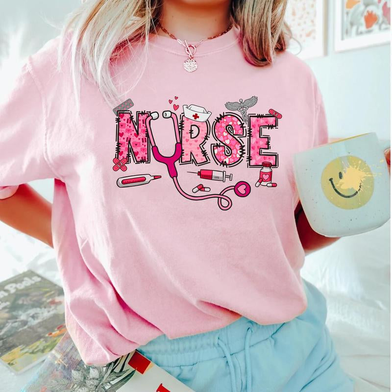 Valentine Nurse T-Shirt, Cute Nurse Shirt, Gift for Nurse, Nursing Student Shirt, RN Tee