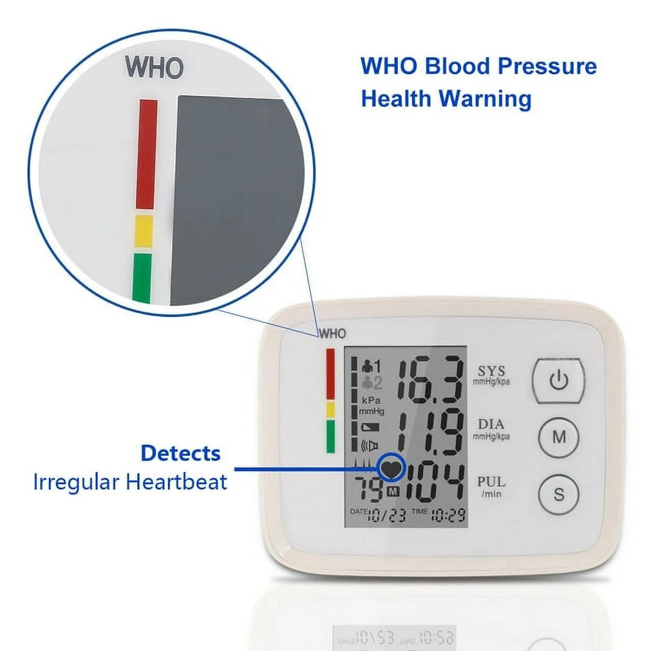 Blood Pressure Cuff, Rechargable Upper Arm Blood Pressure Monitor BP Machine, Accurate Blood Pressure Machine Kit, Pulse Rate Monitor for Home Use