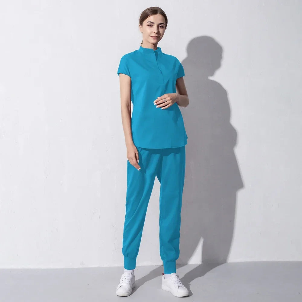 Fashion Women Workwear Scrub Tops+Pant Medical Uniform Surgery Scrubs Shirt Short Sleeve Pet Shop Doctor Nurse Nursing Uniform