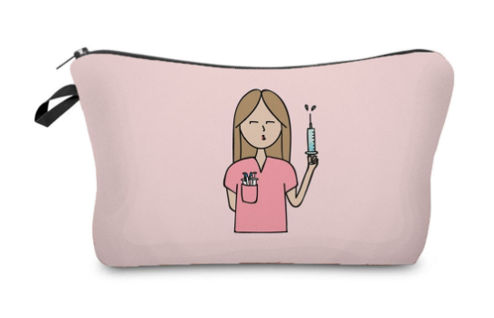 Cartoon Nurse Printed Makeup Bag - Foldable & High Capacity
