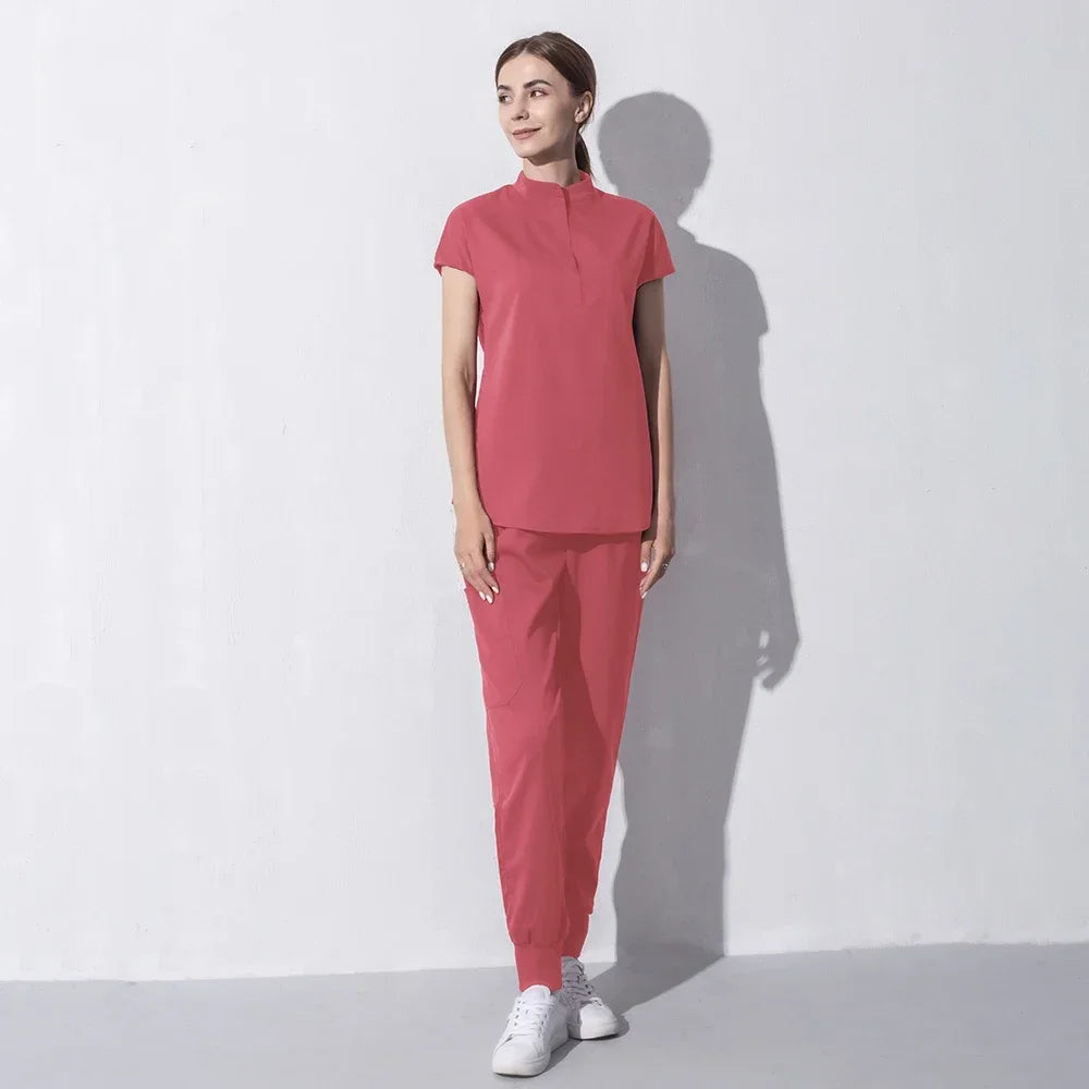 Fashion Women Workwear Scrub Tops+Pant Medical Uniform Surgery Scrubs Shirt Short Sleeve Pet Shop Doctor Nurse Nursing Uniform