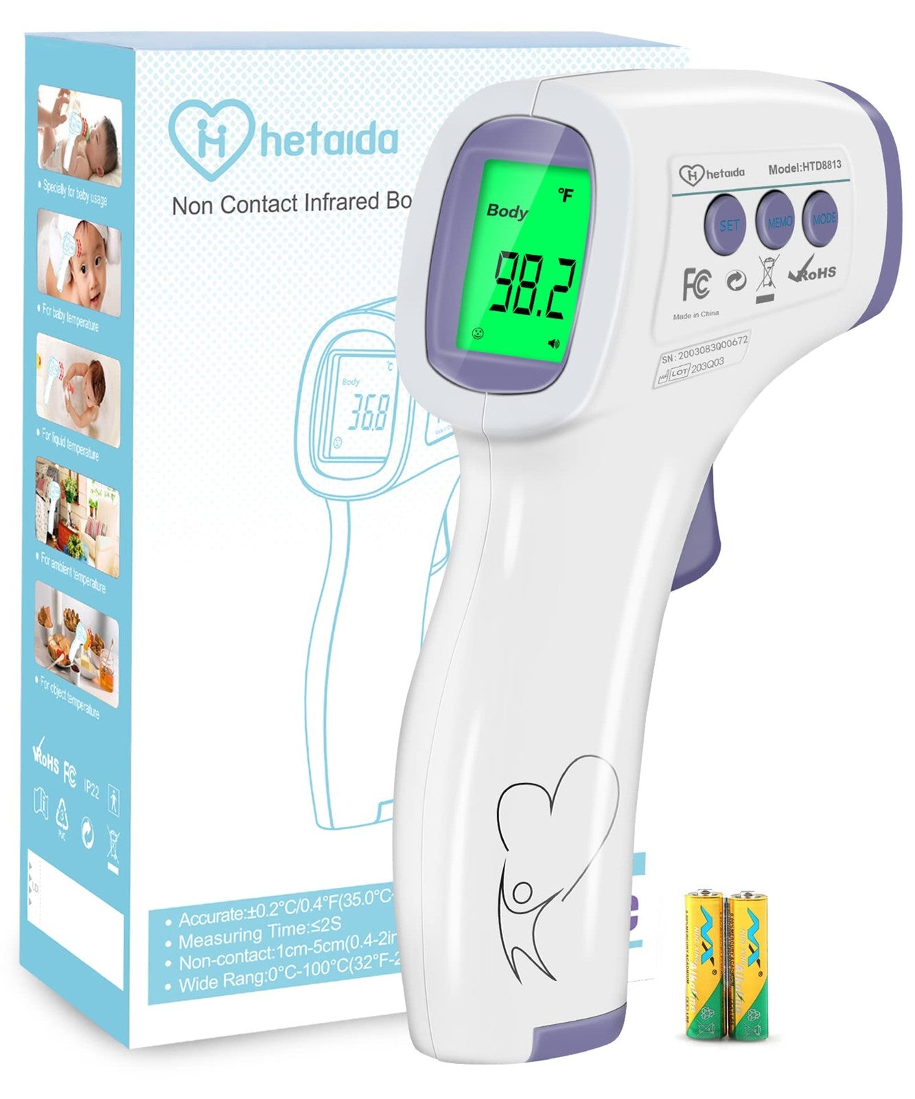 Digital Thermometer for Adults and Kids, No Touch Forehead Thermometer for Ba...