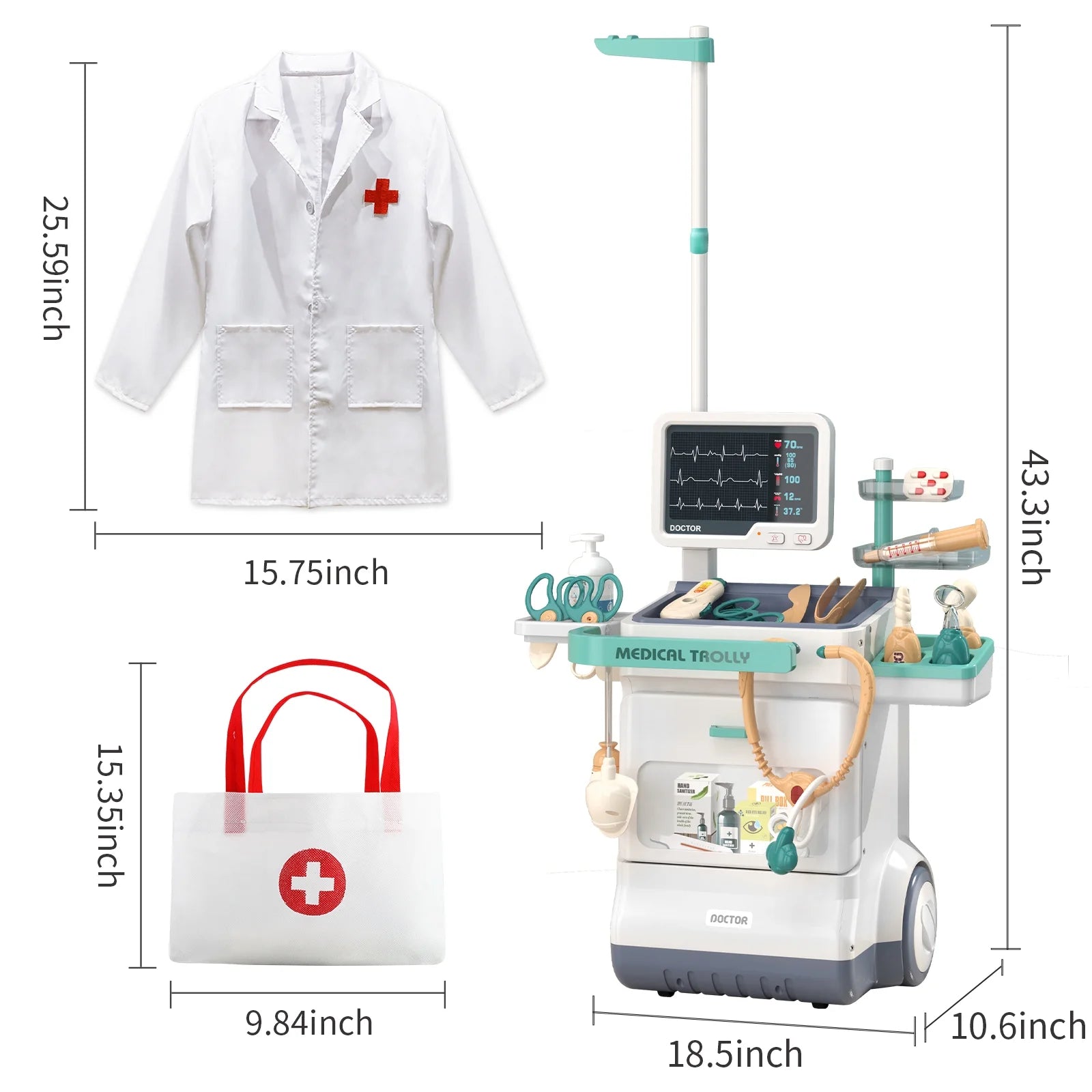 Doctor Play Set,28Pcs Pretend Play Doctor Kit for Kids,Pretend Medical Station Set Toy with Sound and Light Functions for Toddlers 3-5