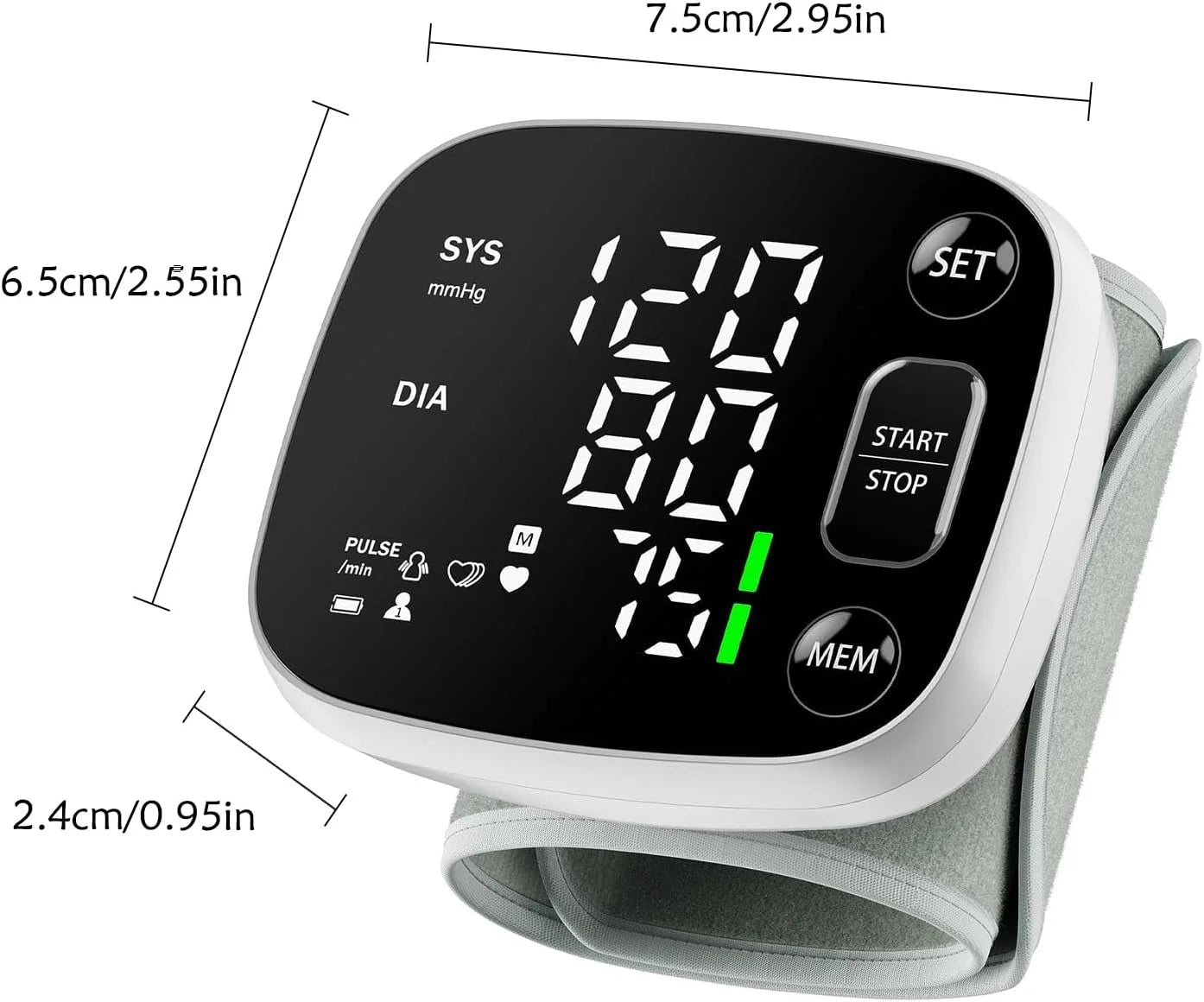 Blood Pressure Monitors for Home Use Rechargeable Blood Pressure Cuff Wrist Digital BP Machine with LED Backlit Display, Voice Broadcast, 240 Memory Storage for 2 Users with Carrying Case