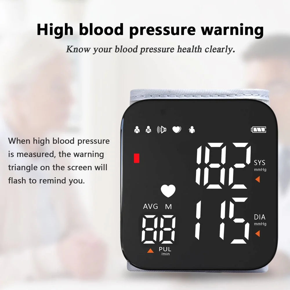 Automatic Wrist Blood Pressure Monitor, Adjustable Wrist Cuff, Portable BP Cuff Accurate Digital Heart Rate Monitor, Large LCD Talking BP Monitor for Home Travel
