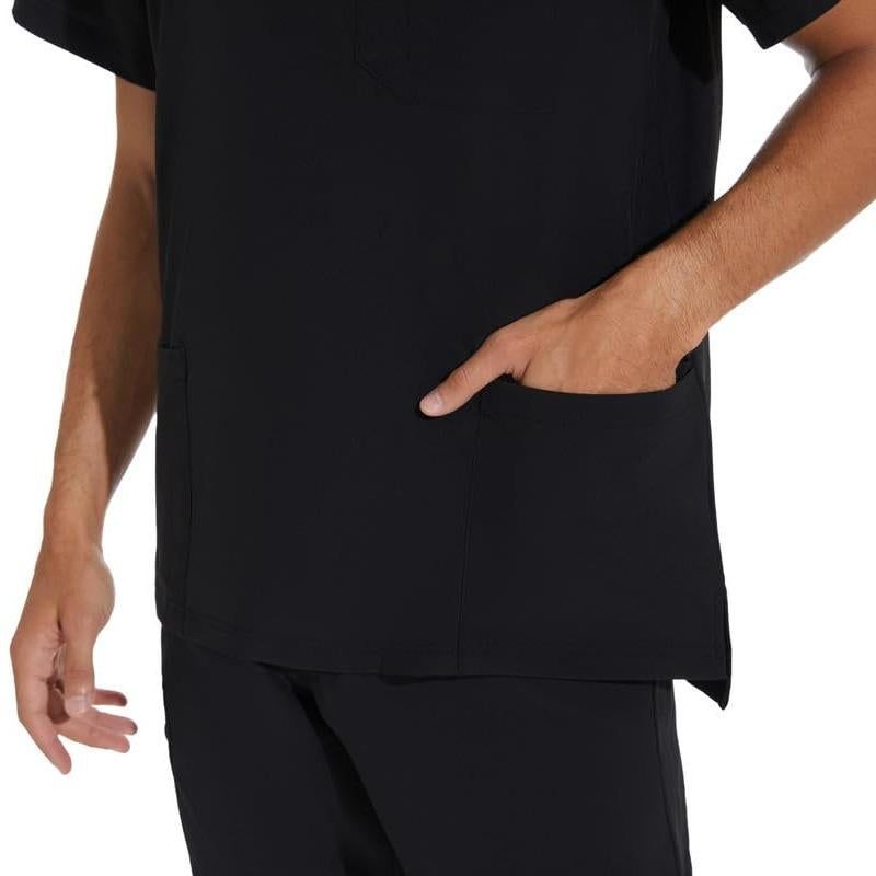 Cozyfit Men Scrubs Set — Stretch V-Neck Scrub Top & Jogger Pant with 8 Pockets, Yoga Waistband, Anti-Wrinkle Scrubs for Men Menswear Overalls