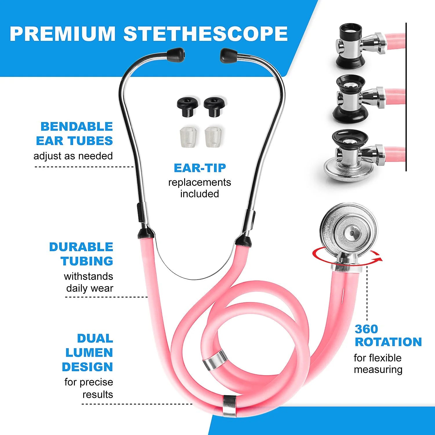 KB-9397-PK Stethoscope Case, Supplies Included, Pink with Multiple Compartments, Portable and Lightweight First Aid Kit Bag with Vital Medical Supplies, Nursing Accessories for Nurses