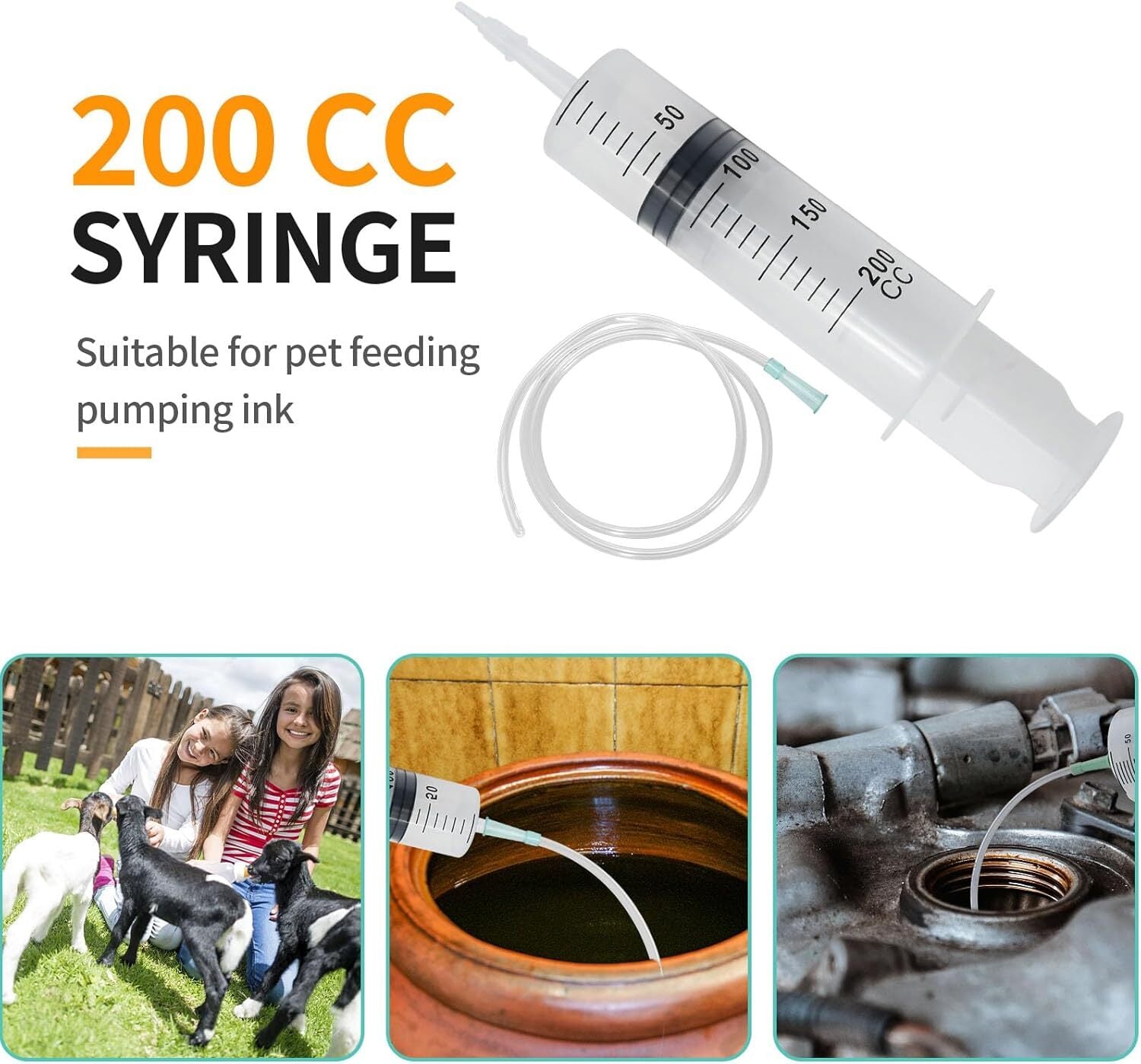200Ml Large Syringe ,Plastic Syringe with 40 Inches Plastic Tubing For