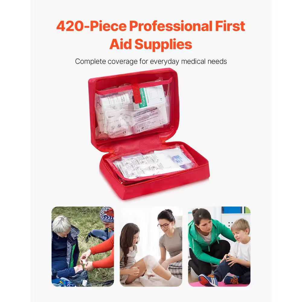 First Aid Kit 420 Pcs 600D Nylon Large Survival First Aid Bag Emergency Medical Supplies