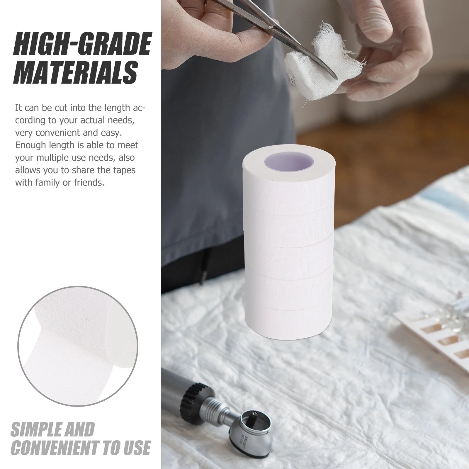 5 Rolls of Breathable Medical Tape Self-Adhesive Surgical Tape Supple Medical Tape