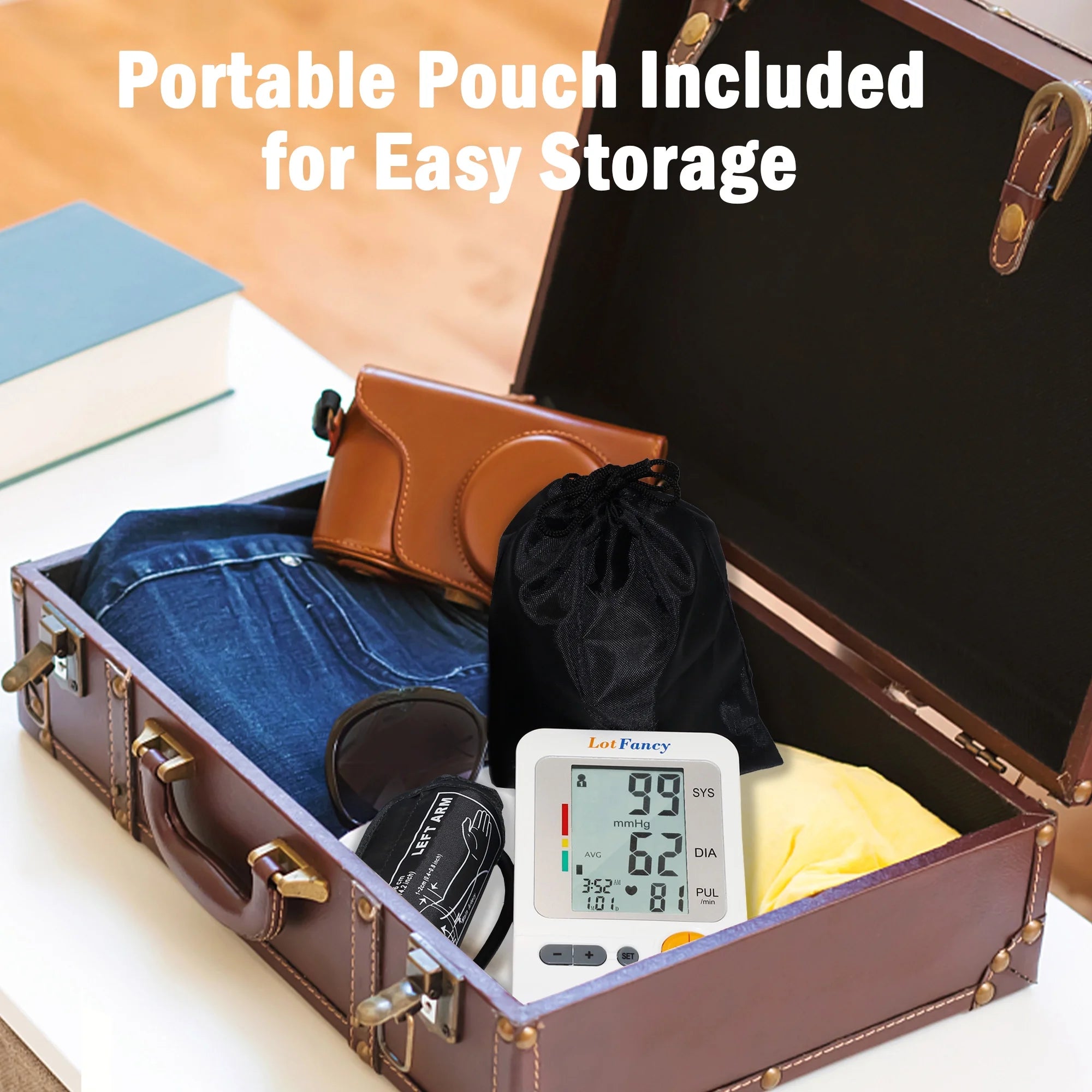 Arm Blood Pressure Monitor with Adaptor and Large Cuff, BP Digital Machine for Home Use