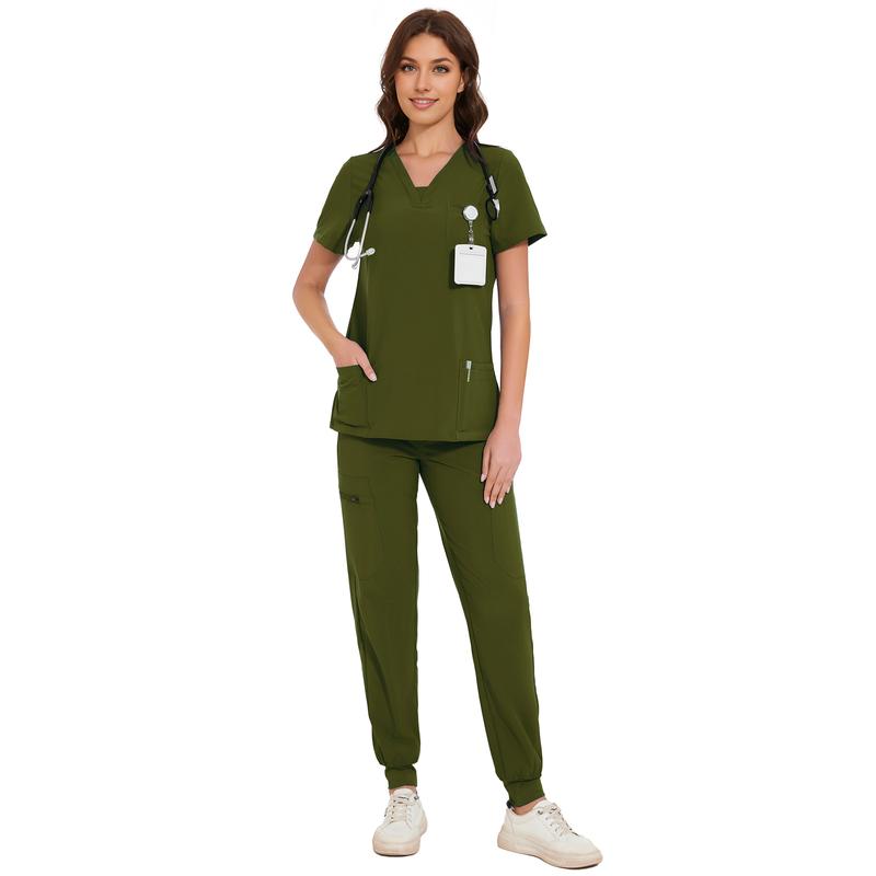 COZYFIT Scrubs for Women Nova Vital Set - V-Neck Top & Cargo Pants with 10 Pockets