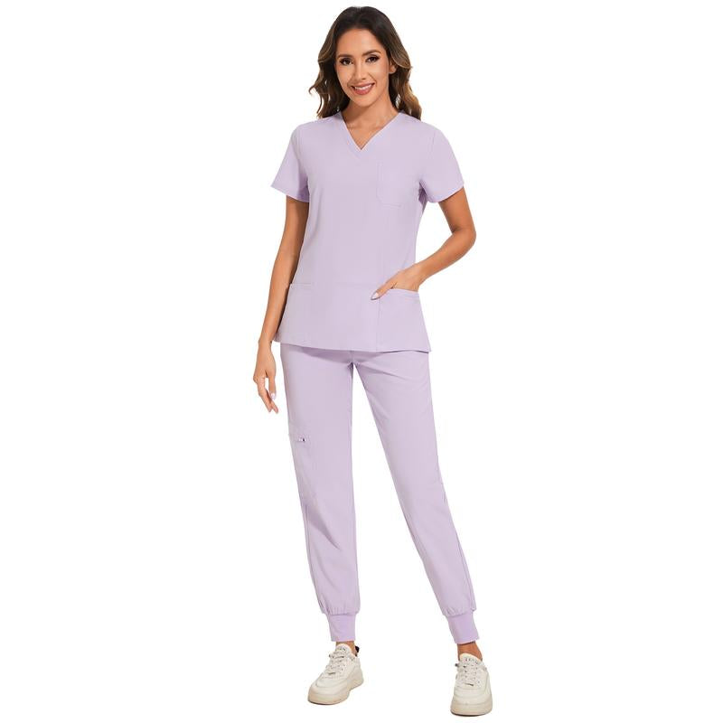 Cozyfit Scrubs for Women Luna Vital Set - Stretch V-Neck Scrub Top & Jogger Pant with 8 Pockets Clothes Workwear Womenswear Comfort