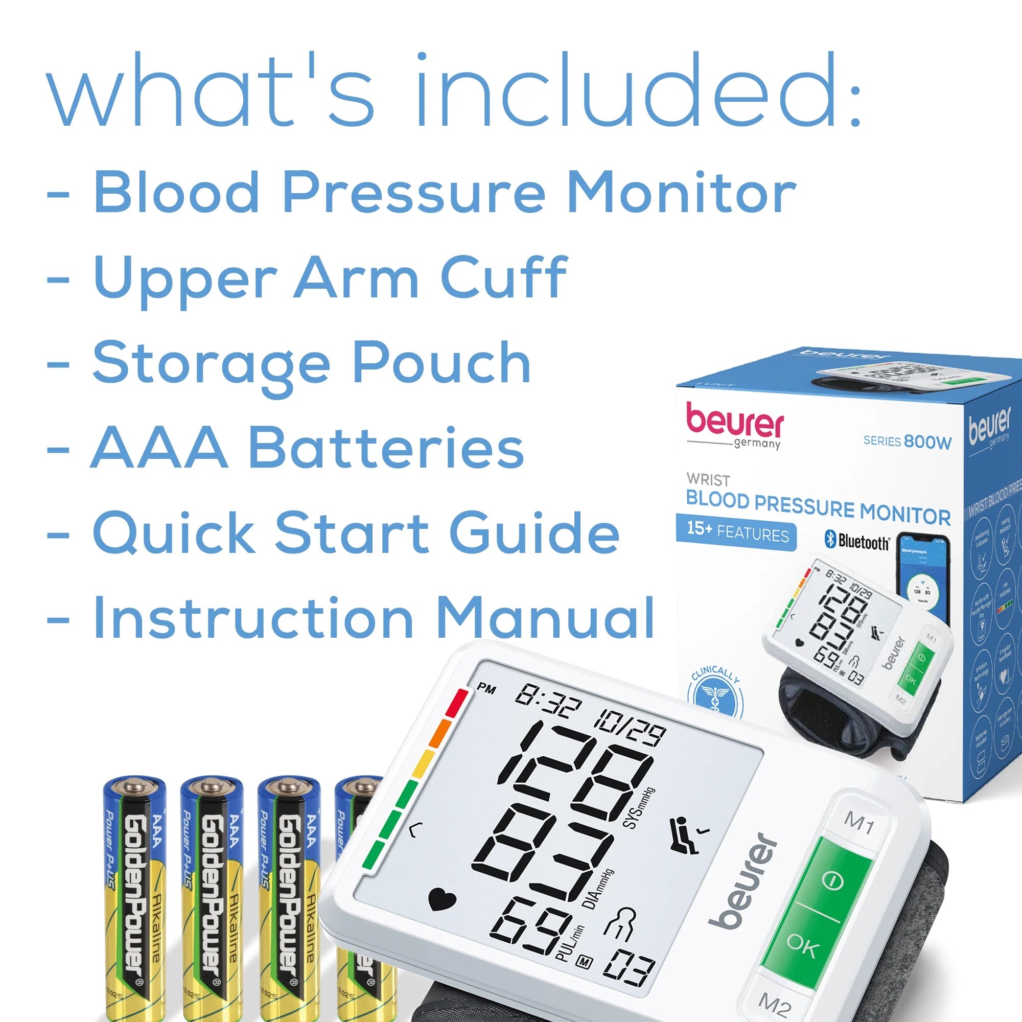 Series 800W Smart Bluetooth Blood Pressure Wrist Monitor, BC87W