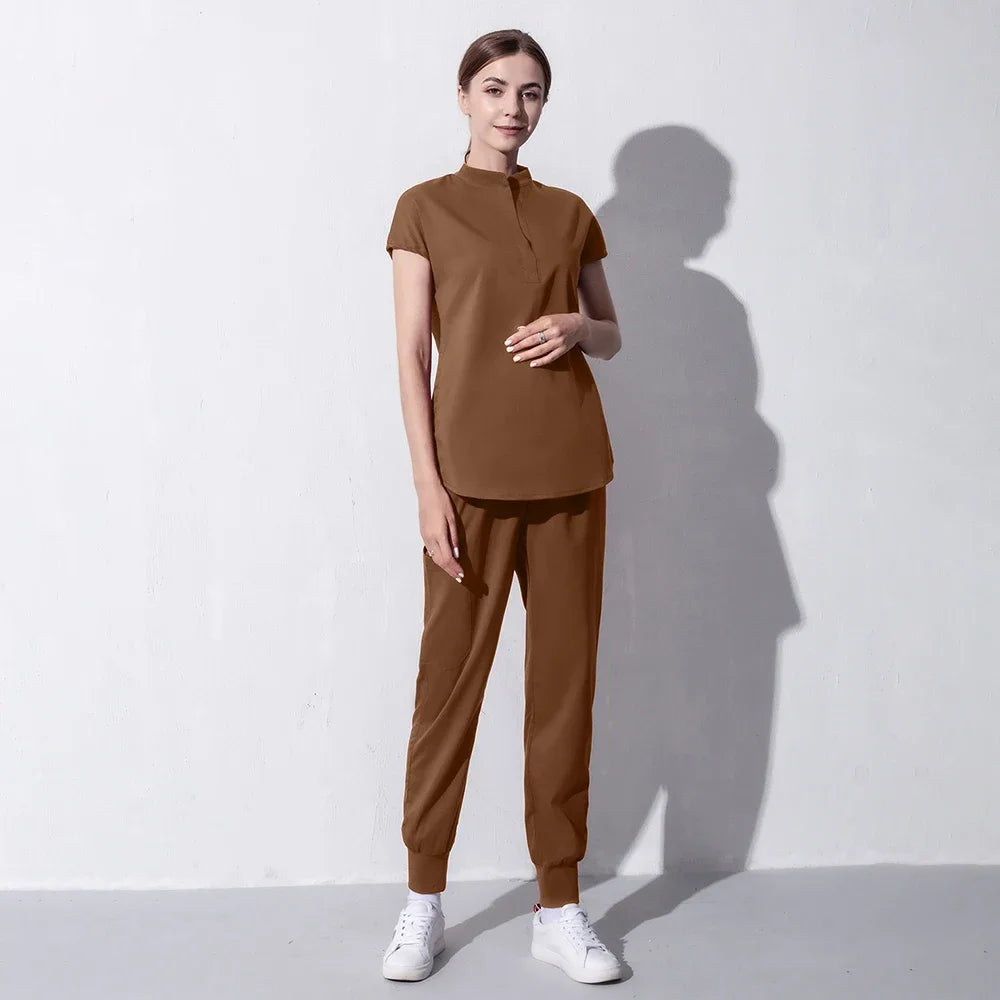 Fashion Women Workwear Scrub Tops+Pant Medical Uniform Surgery Scrubs Shirt Short Sleeve Pet Shop Doctor Nurse Nursing Uniform