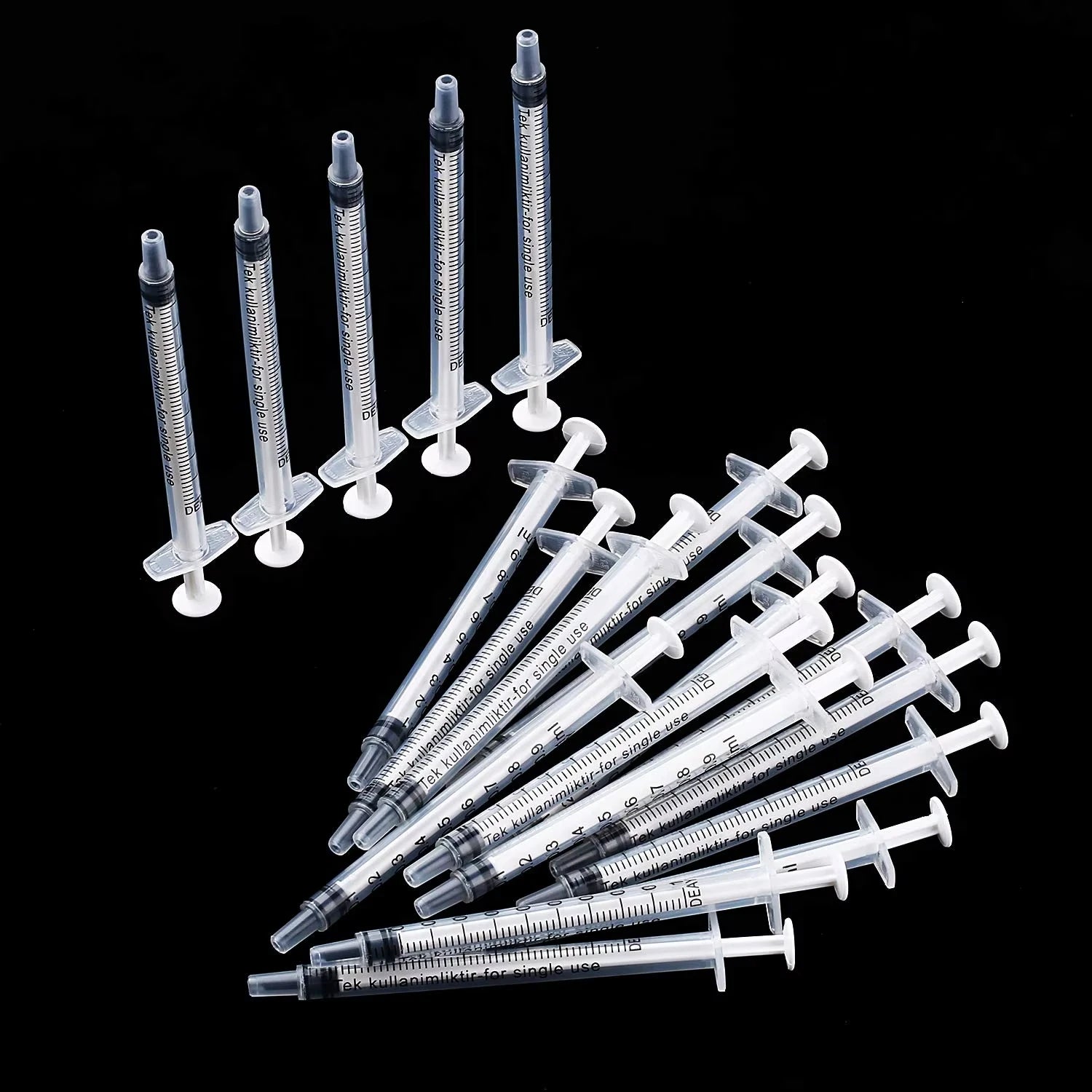 1Ml/Cc Sterilized Individually Wrapped Disposable Plastic Dispensing Syringe, Straight-Mouth, Liquid Measuring Tools, 100Pcs