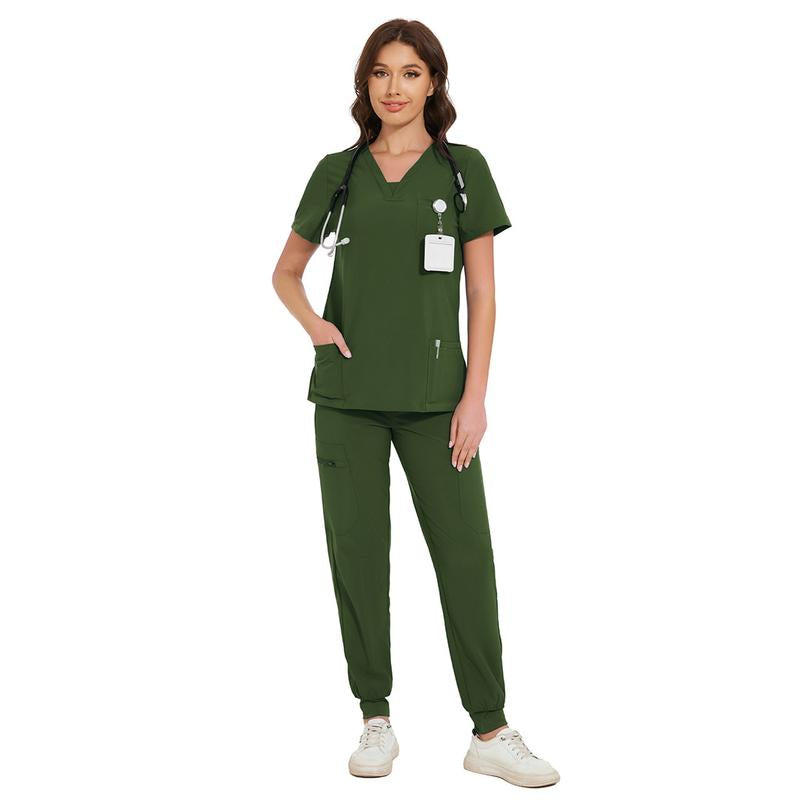 COZYFIT Scrubs for Women Nova Vital Set - V-Neck Top & Cargo Pants with 10 Pockets