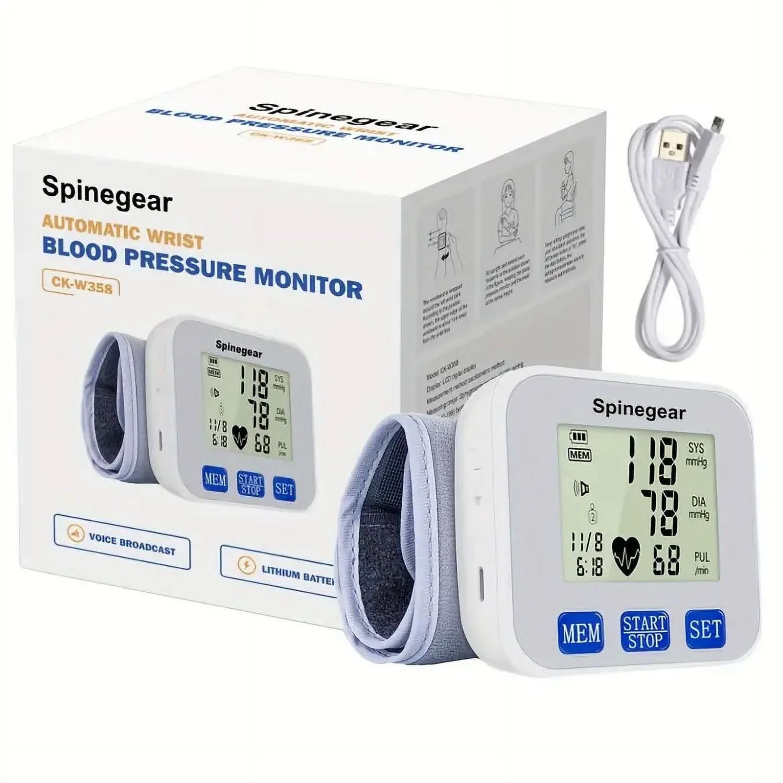 Blood Pressure Monitor, Rechargable Blood Pressure Machine with Voice Broadcast for Doul User