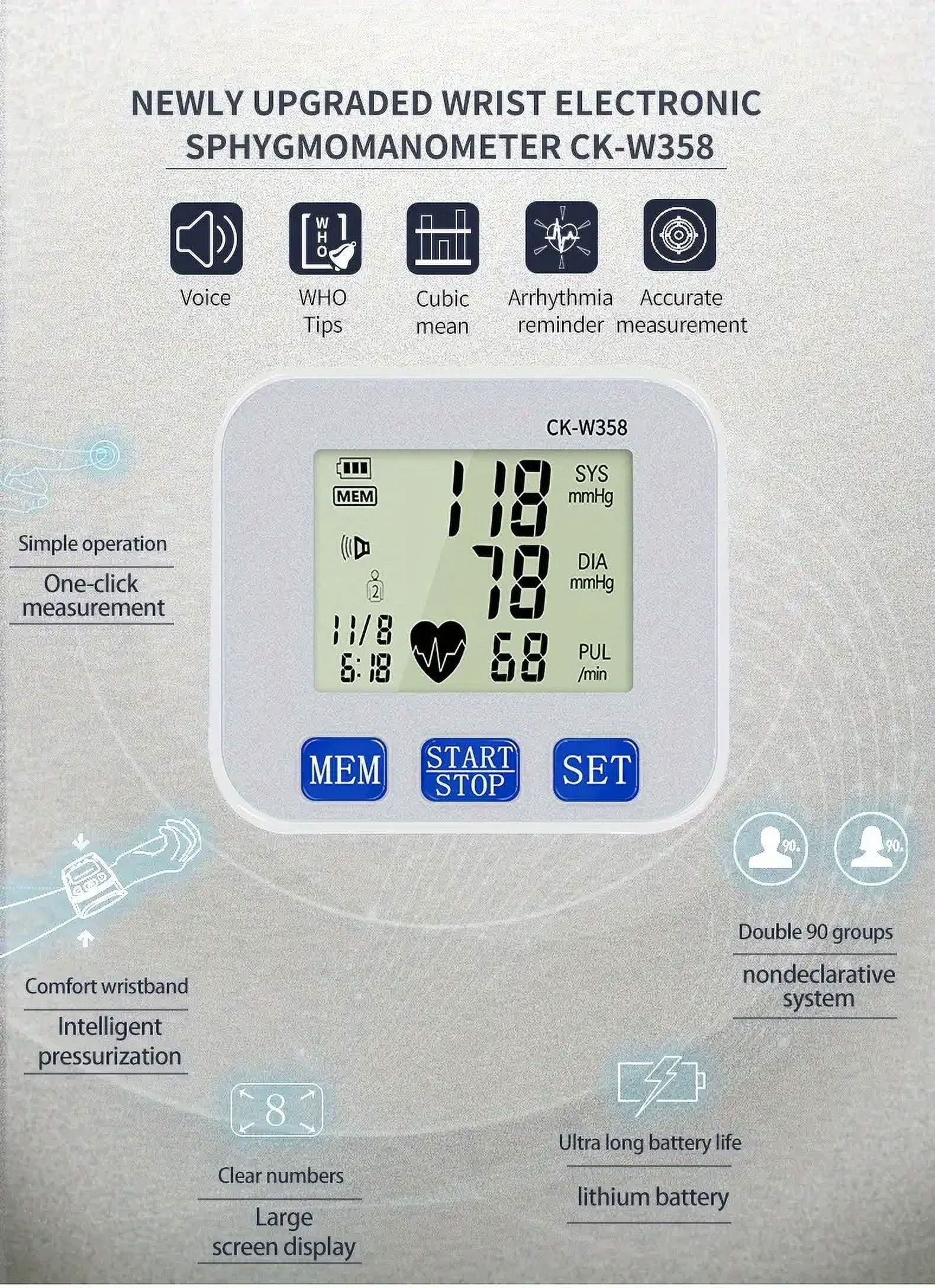 Blood Pressure Monitor, Rechargable Blood Pressure Machine with Voice Broadcast for Doul User