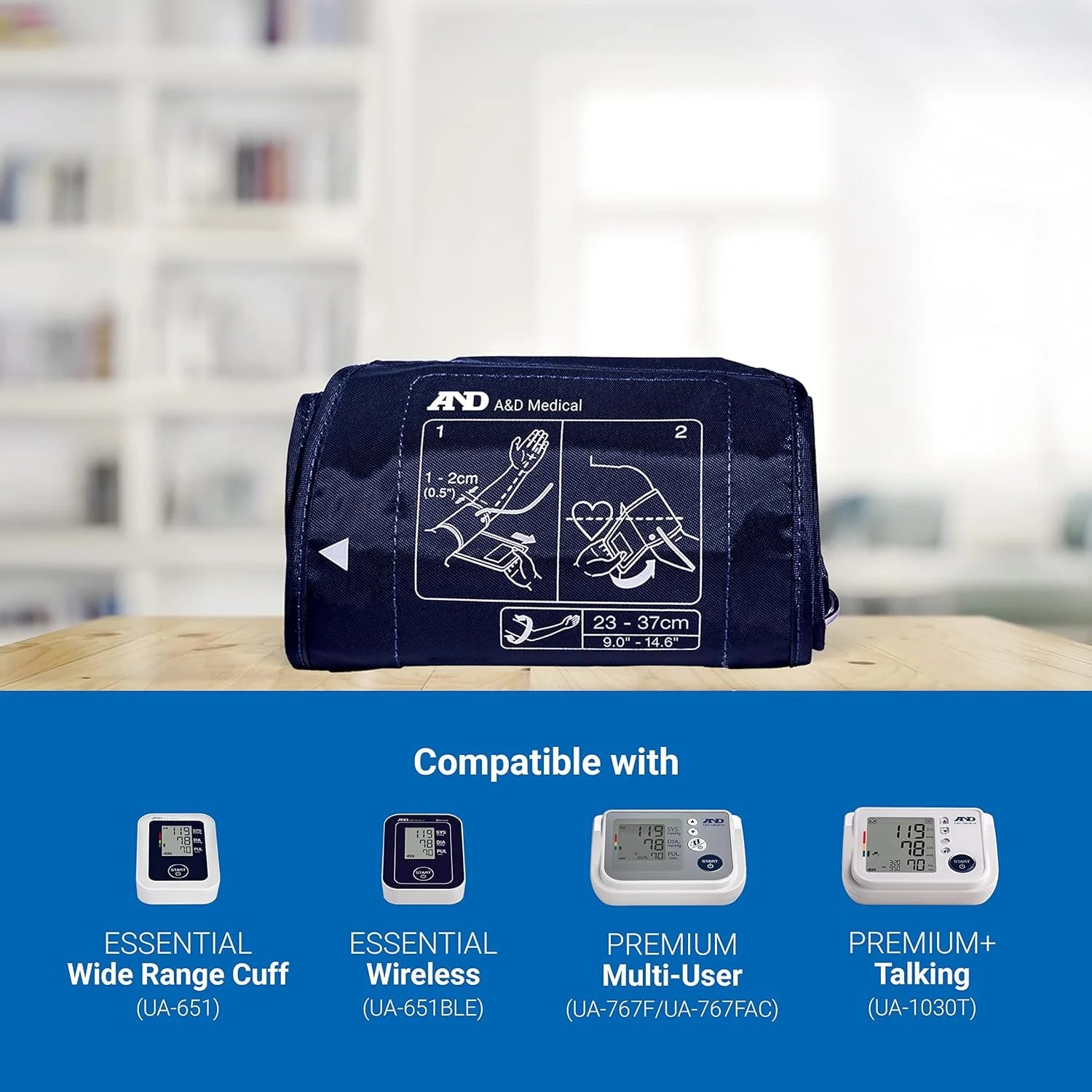A&D Engineering Medium BP Replacement Cuff, 9 To14.6In, Latex Free, UA 290A, ISO Compliant Connector