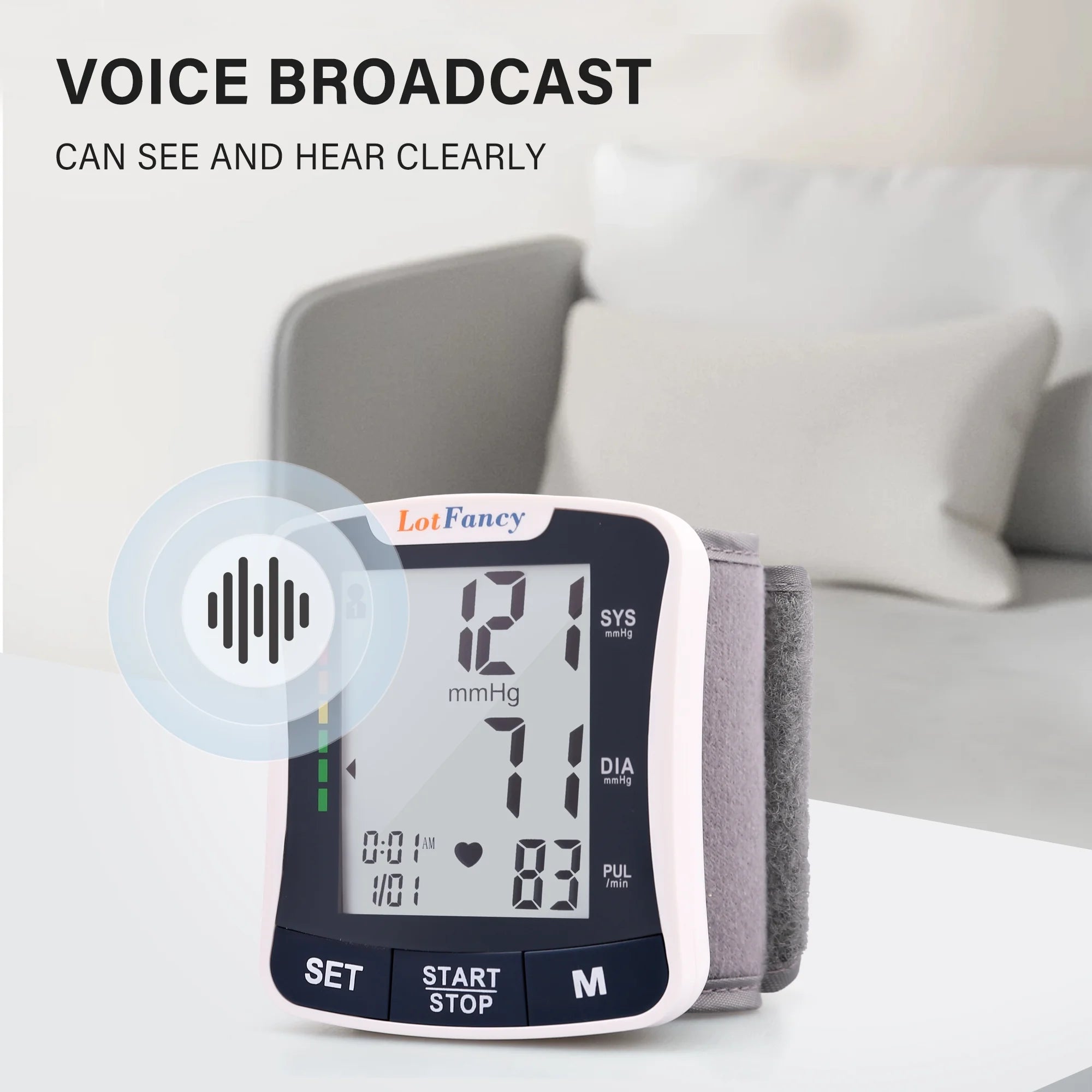 Blood Pressure Monitor Wrist BP Cuff with Portable Case, Voice Broadcast