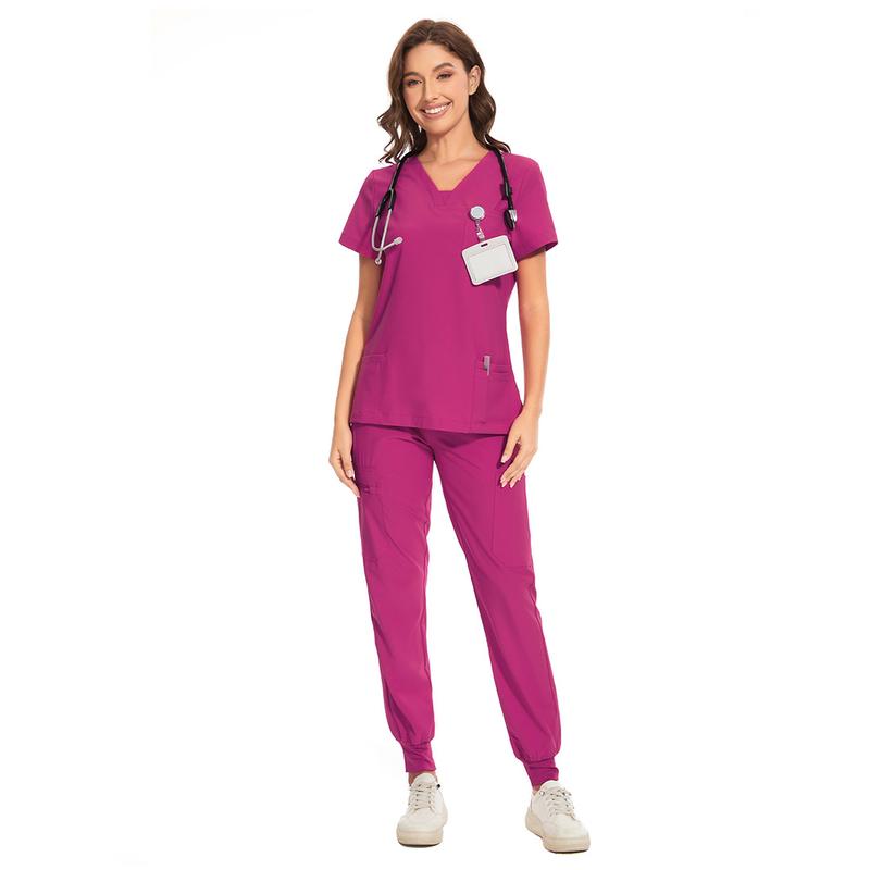 COZYFIT Scrubs for Women Nova Vital Set - V-Neck Top & Cargo Pants with 10 Pockets