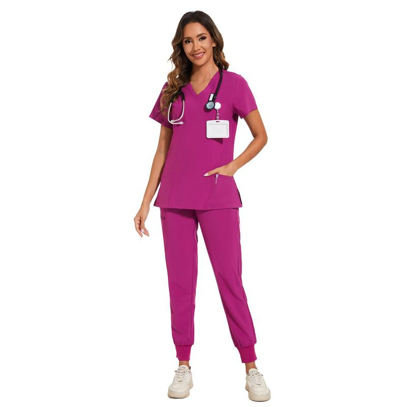 Cozyfit Scrubs for Women Luna Vital Set - Stretch V-Neck Scrub Top & Jogger Pant with 8 Pockets Clothes Workwear Womenswear Comfort