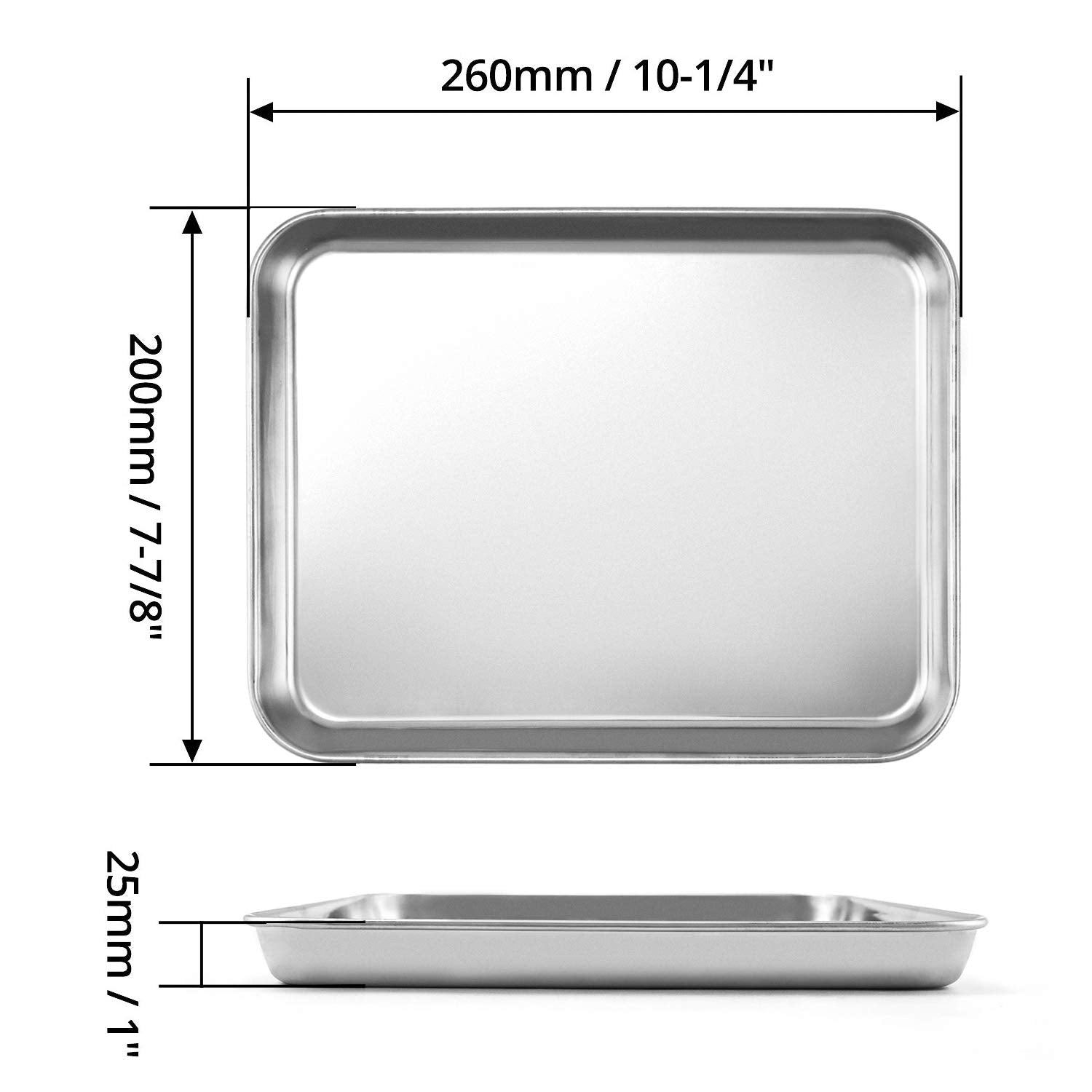 Stainless Steel Surgical Tray 10X7.8X1” for Tattoo, Medical Tools, Flat Bottom