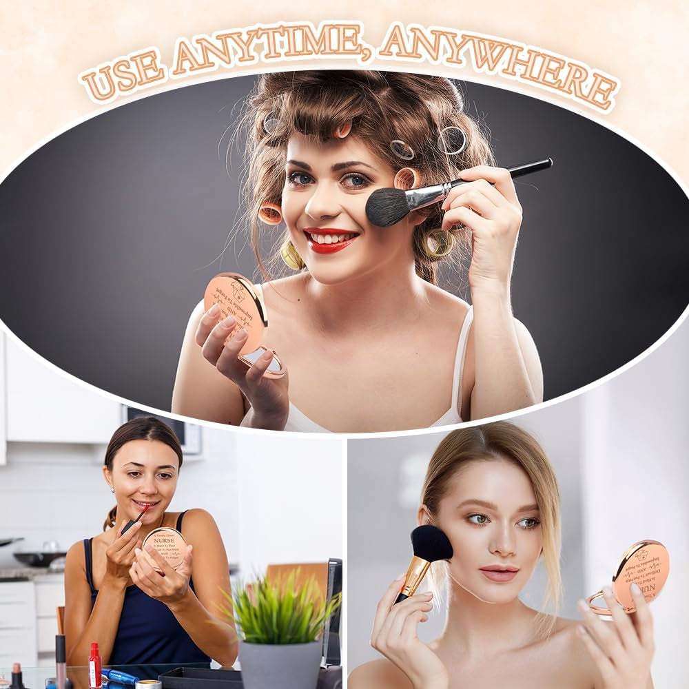 Christmas Nurse Compact Mirror - Stocking Stuffers & Graduation Gifts for Women & Students - Appreciation Gifts for Nurses Week & Day