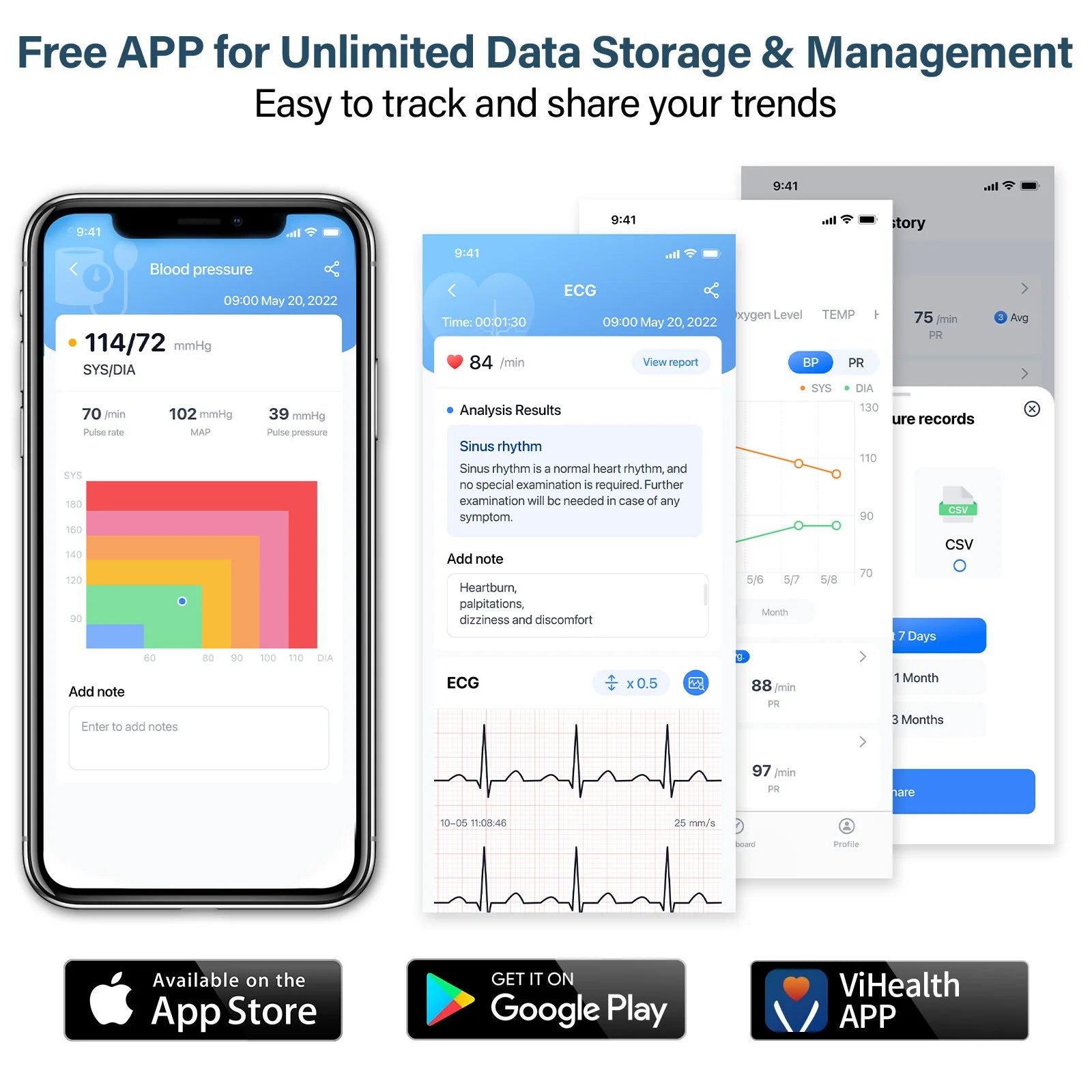 BP2 Blood Pressure Monitors, Upper Arm Blood Pressure BP Cuff Machine, with Accurate AI EKG Analysis, Free App