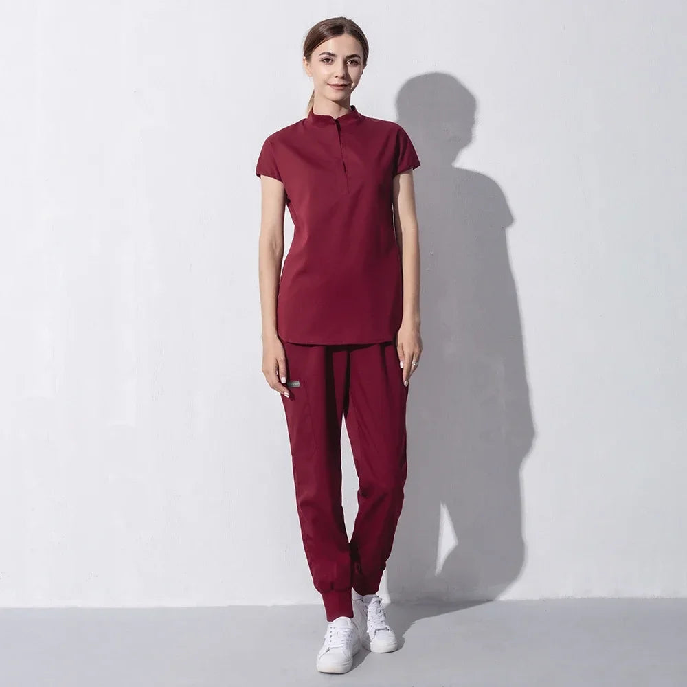 Fashion Women Workwear Scrub Tops+Pant Medical Uniform Surgery Scrubs Shirt Short Sleeve Pet Shop Doctor Nurse Nursing Uniform