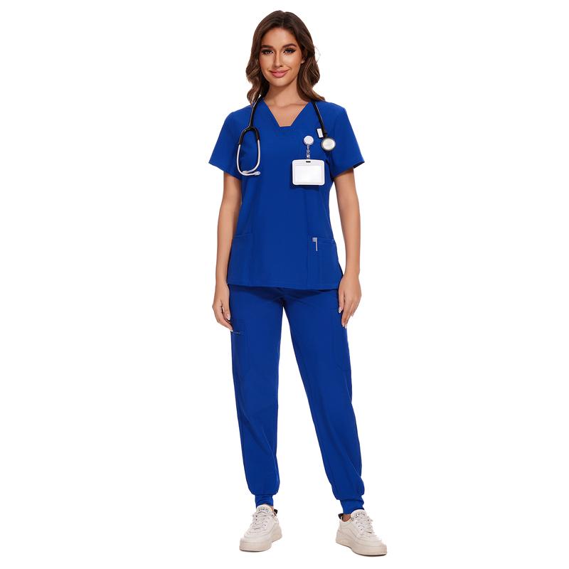 COZYFIT Scrubs for Women Nova Vital Set - V-Neck Top & Cargo Pants with 10 Pockets