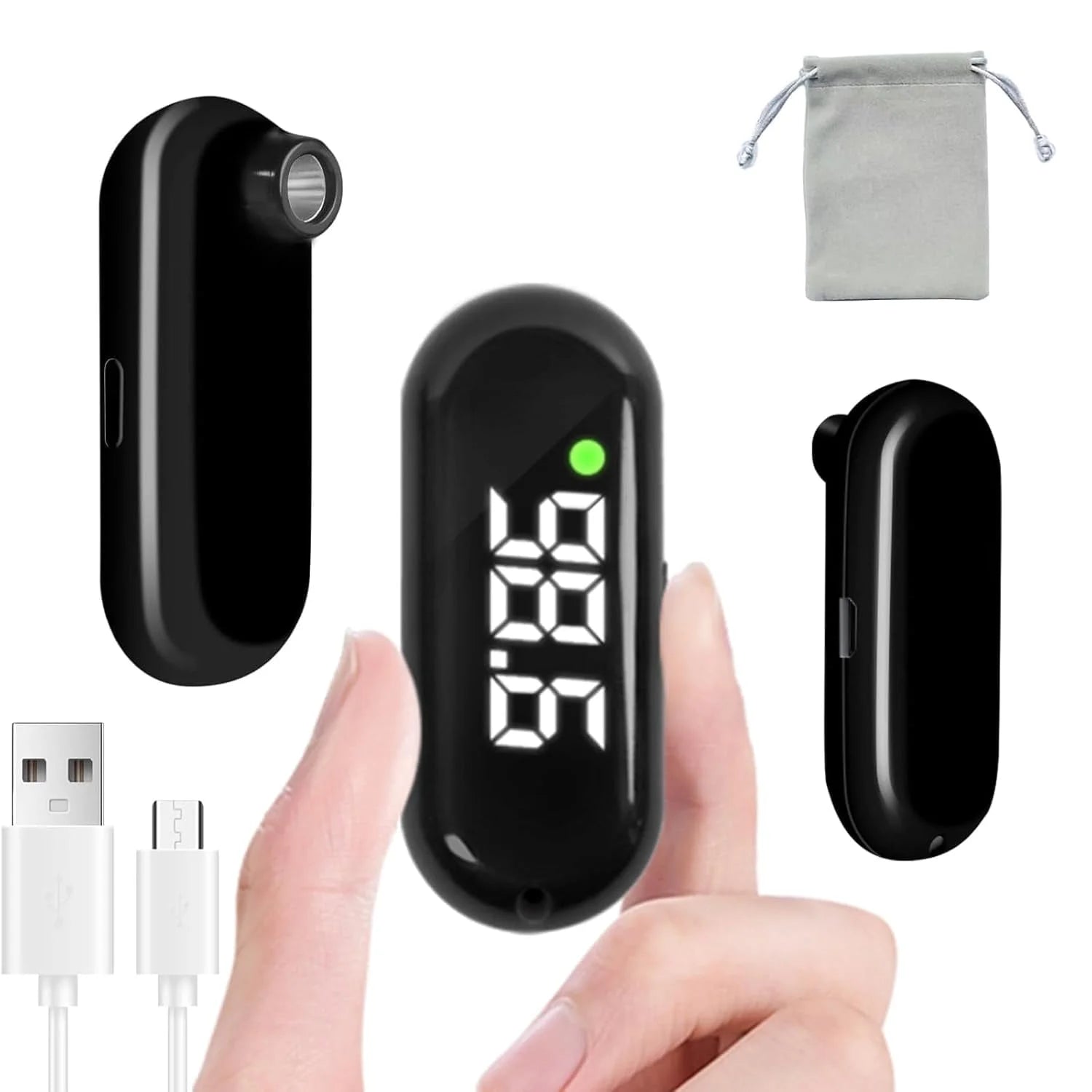 Medical Forehead Thermometer, Rechargeable Thermometer for Adults and Kids, Portable Infrared Digital Thermometer with Fever Alarm and LCD Display, Fast Accurate 1S Instant Results (Black)