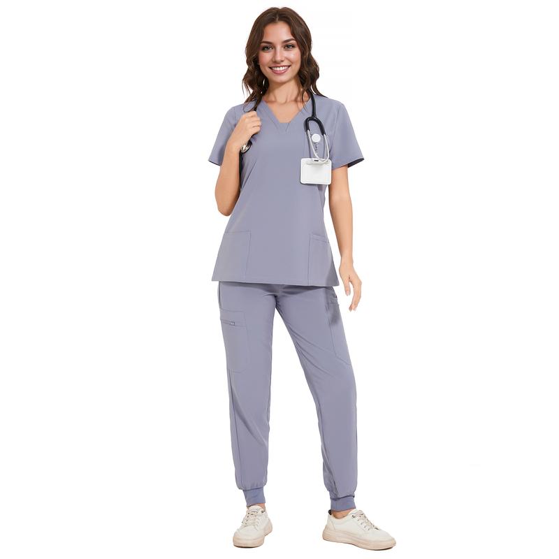 COZYFIT Scrubs for Women Nova Vital Set - V-Neck Top & Cargo Pants with 10 Pockets