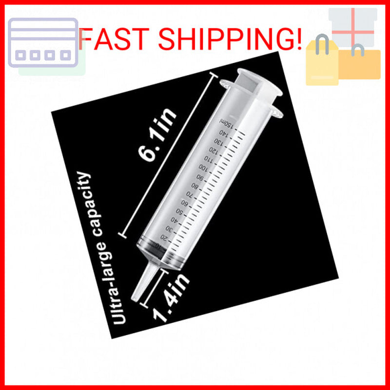 2 Pack 150Ml/Cc Large Syringe , Individually Sealed Plastic Liquid Syringes With
