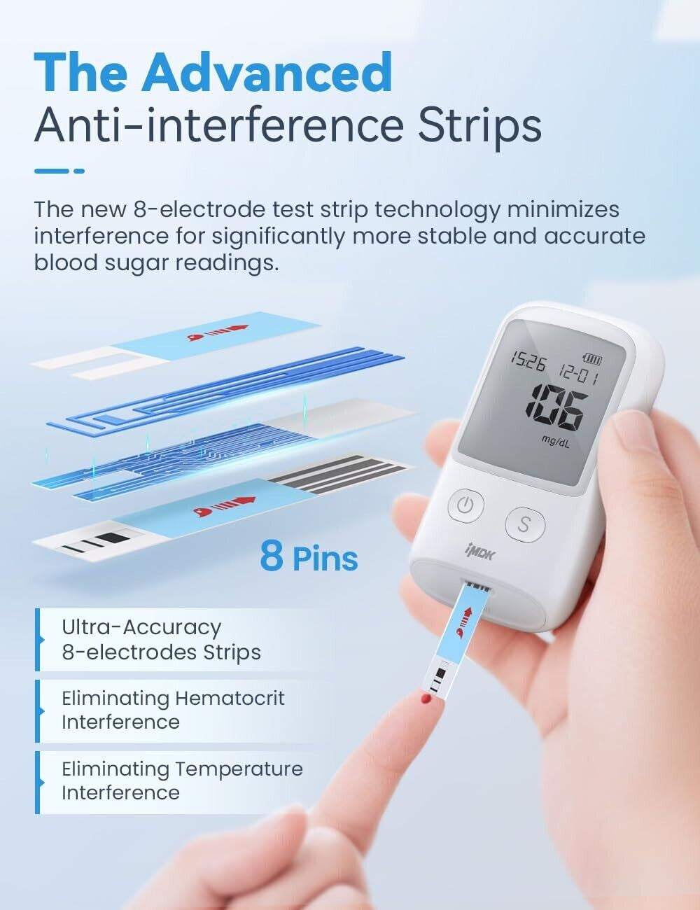 Diabetes Test Kit Blood Sugar Glucose Monitor Meter 206 PC Strips Tester Machine