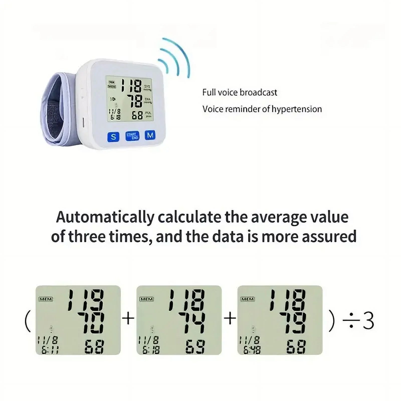 Blood Pressure Monitor, Rechargable Blood Pressure Machine with Voice Broadcast for Doul User