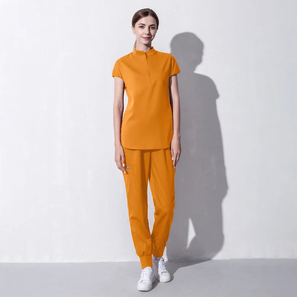 Fashion Women Workwear Scrub Tops+Pant Medical Uniform Surgery Scrubs Shirt Short Sleeve Pet Shop Doctor Nurse Nursing Uniform