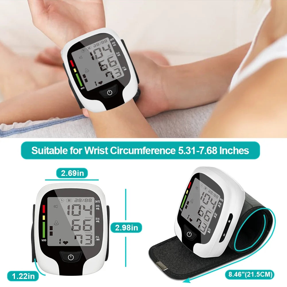 Blood Pressure Monitors -  Automatic Blood Pressure Machine Wrist BP Monitor Cuff with Heart Rate, Memory and Carrying Case