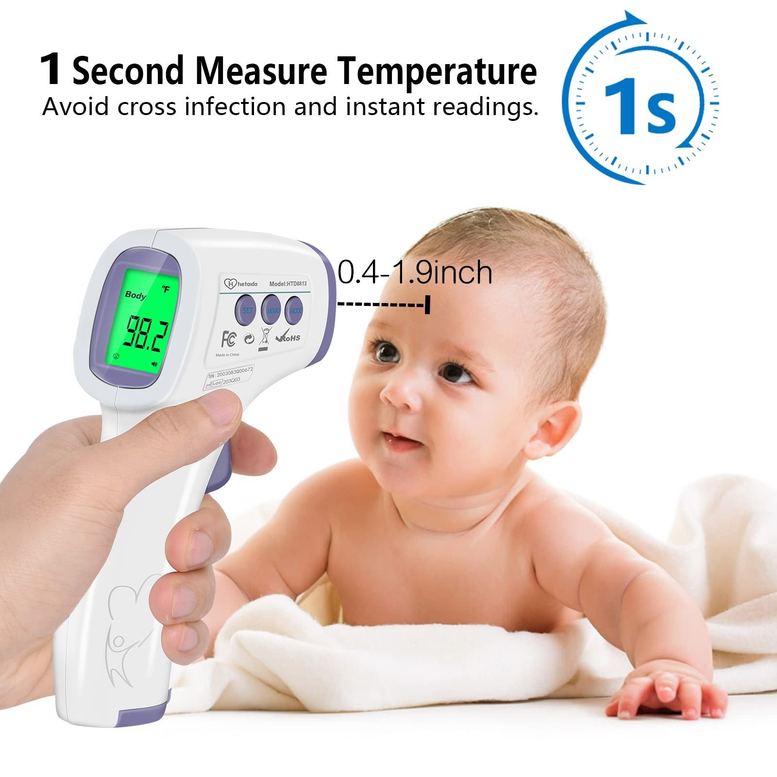 Digital Thermometer for Adults and Kids, No Touch Forehead Thermometer for Ba...