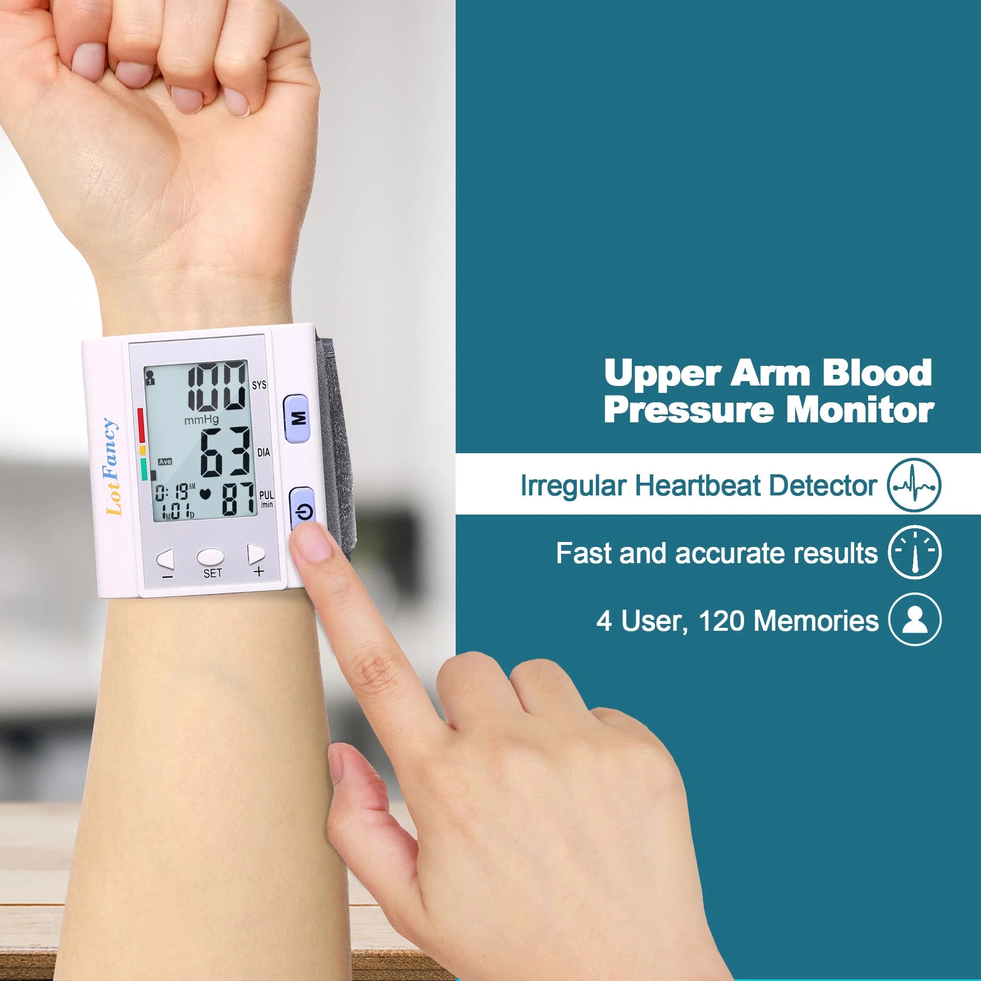 Wrist Blood Pressure Monitor for Home Use, BP Cuff, Auto Digital Blood Pressure Machine