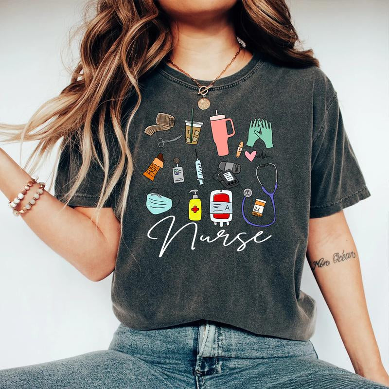 Nurse T-Shirt, for Work Cute Nurse Shirt, Funny Nurse Tee, RN Nurse Shirt Registered Nurse Shirt Nursing School