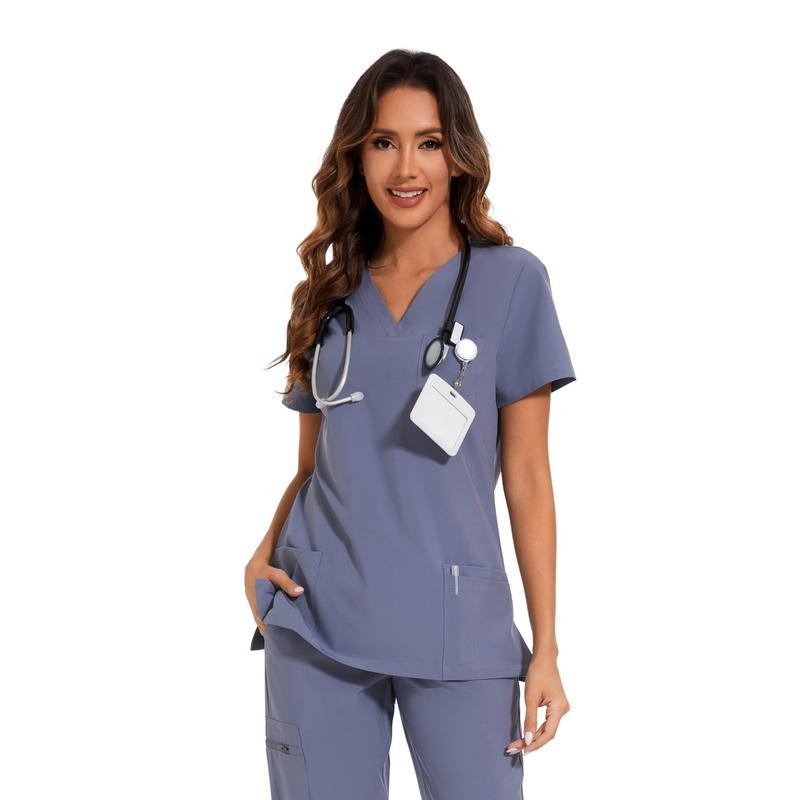 COZYFIT Scrub Tops for Woman - Soft Stretch, V-Neck Top Scrubs with 3 Pockets, Easy Care for Women